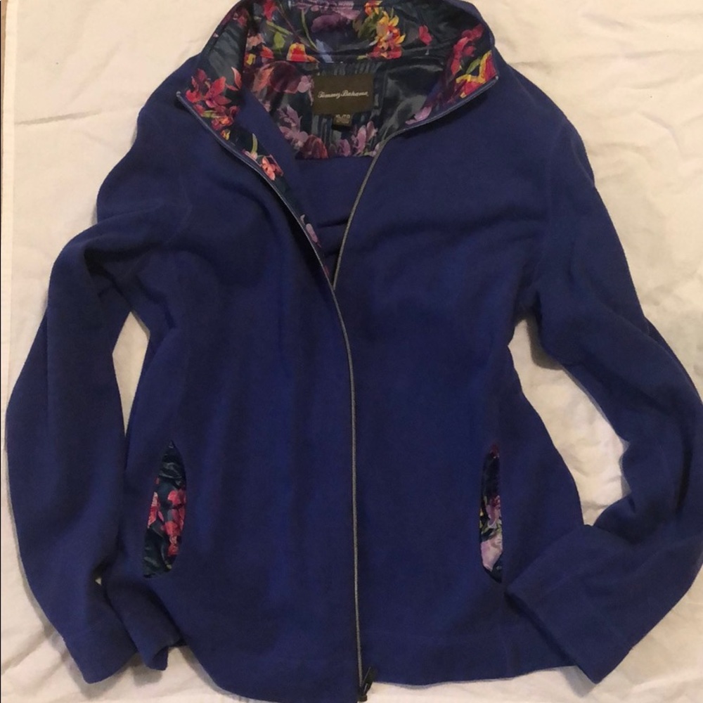 Tommy Bahama Floral Purple Full Zip Sweatshirt.